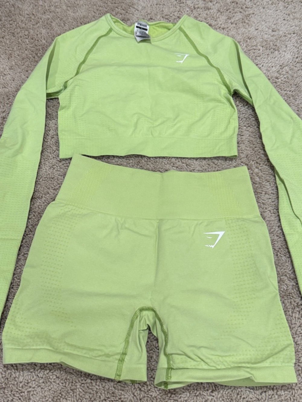 Gymshark Lime Green Seamless Crop Top & High-Waist Shorts Set